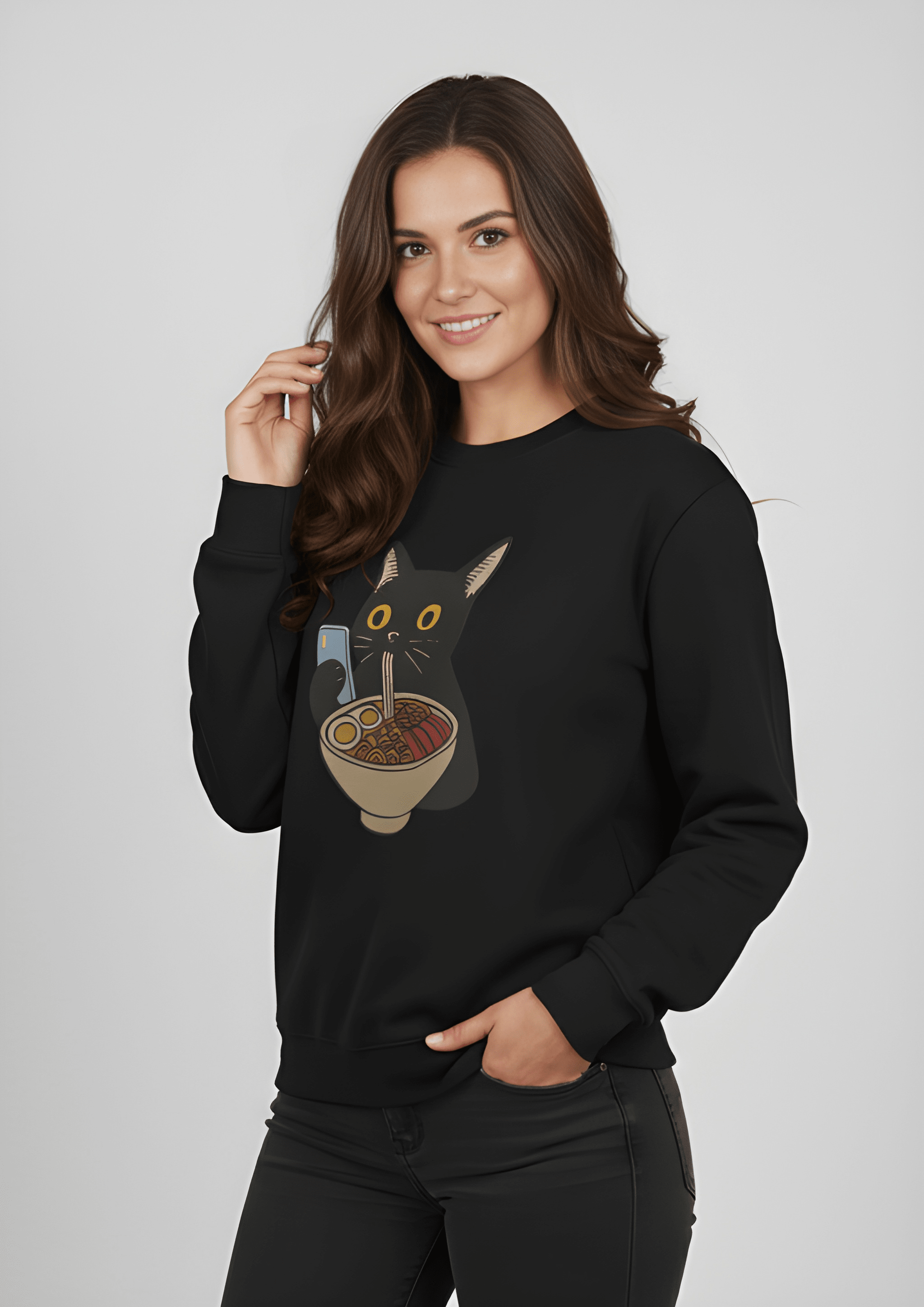 RAMEN CAT UNISEX SWEATSHIRT 300 GSM BY ZINKAL STYLES