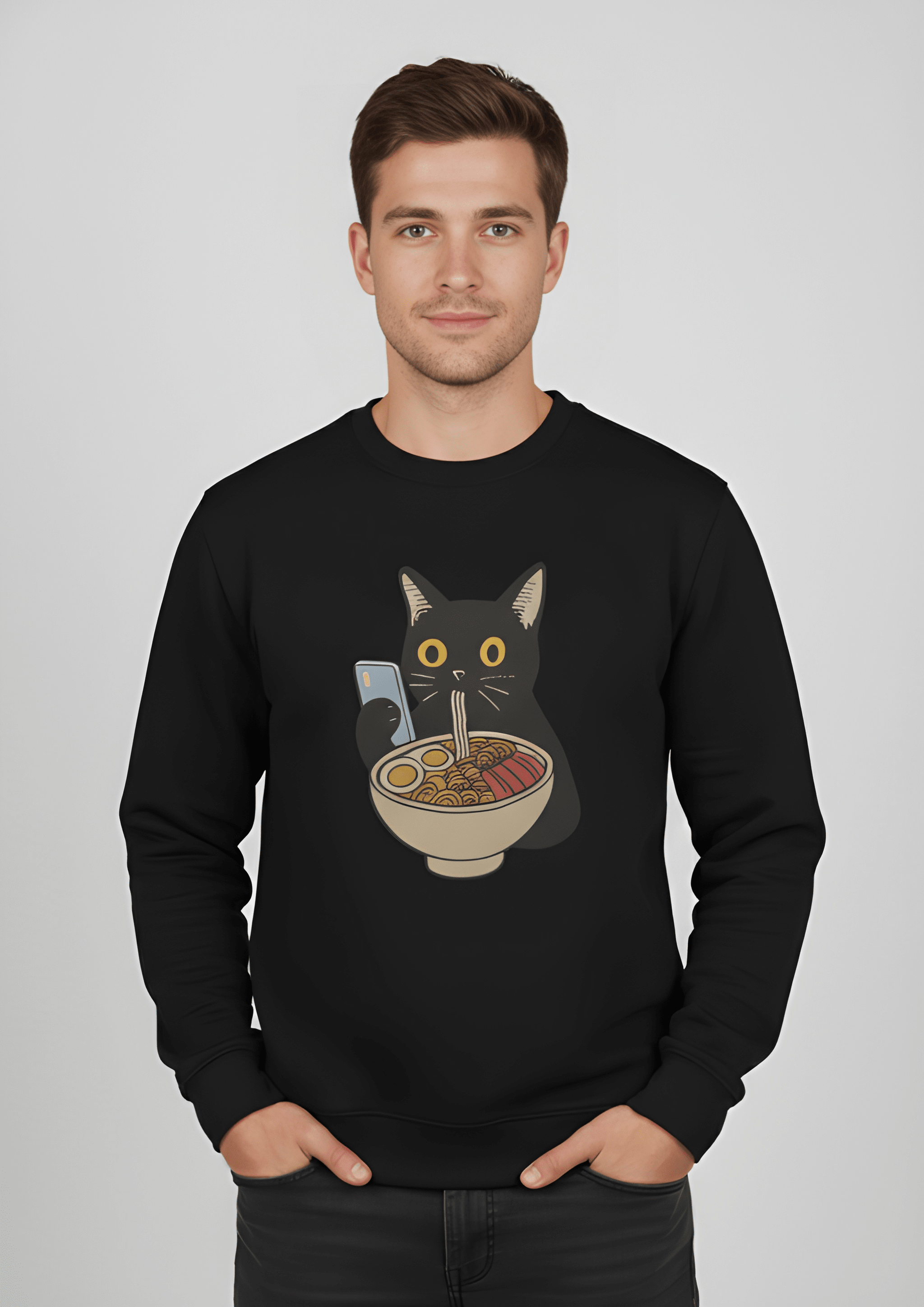 RAMEN CAT UNISEX SWEATSHIRT 300 GSM BY ZINKAL STYLES