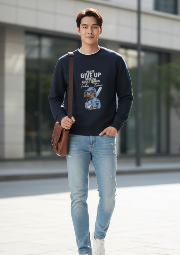 NEVER GIVE UP CRICKET 300 GSM SWEATSHIRT FOR MEN | ZINKAL STYLES