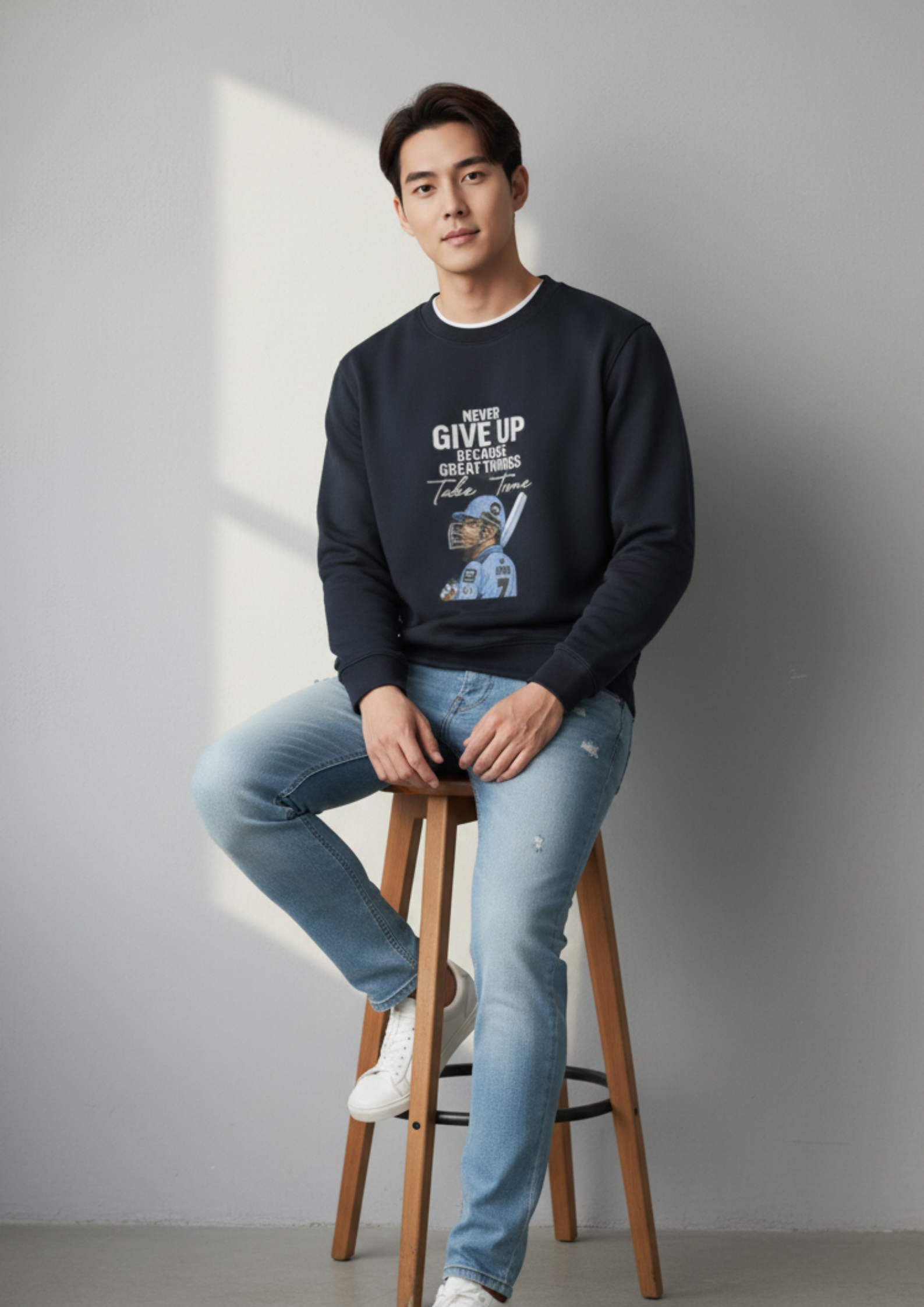 NEVER GIVE UP CRICKET 300 GSM SWEATSHIRT FOR MEN | ZINKAL STYLES - ZINKAL STYLES